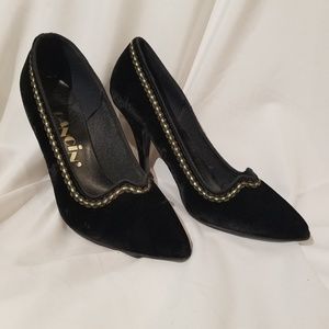 Black velvet-y heels